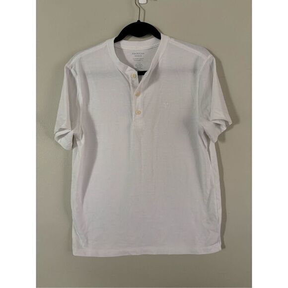 Men’s American Eagle SZ Small White Super Soft Standard Fit 3 Button Shirt - Picture 1 of 5